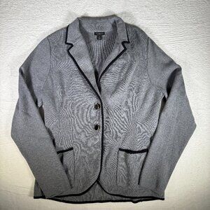 Ann Taylor Factory Women Notch Lapel 2-Button Tipped Sweater Blazer XL